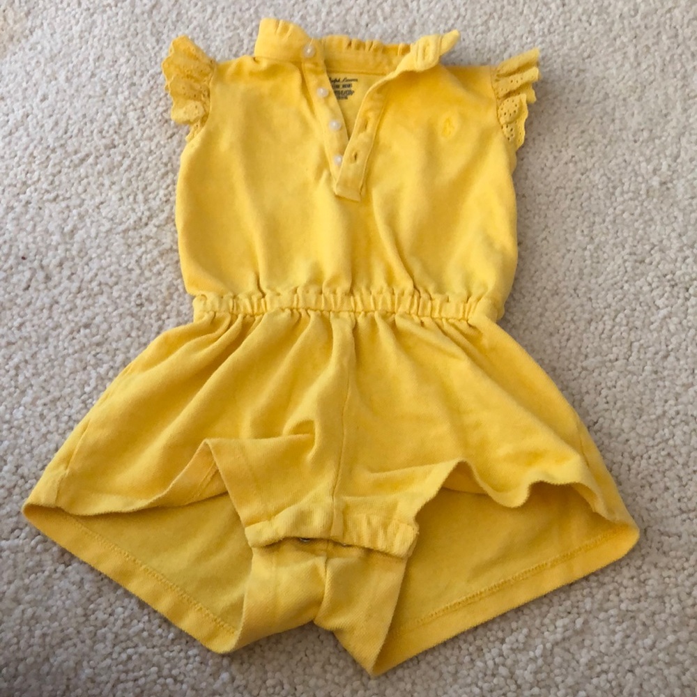 Ralph Lauren yellow toddler girls Lacey flutter sleeve romper